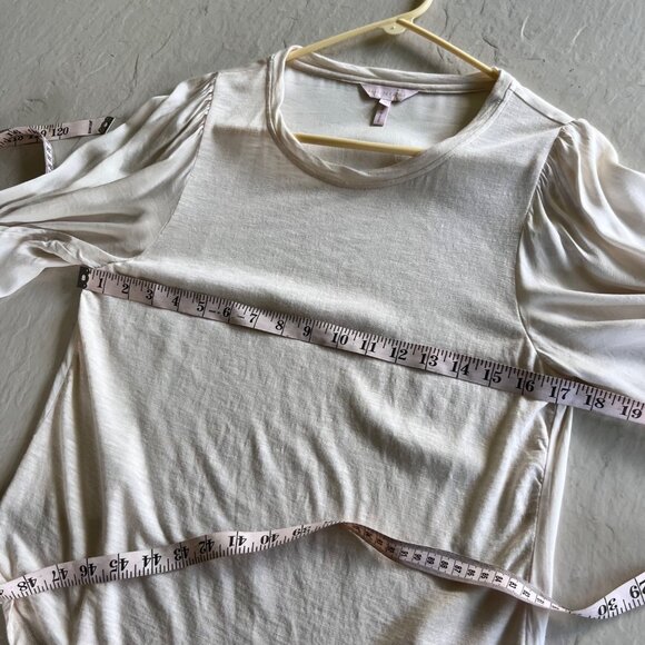 Rebecca Taylor Pale Pink Silk Viscose Puff Sleeve Top Size M - Picture 7 of 7